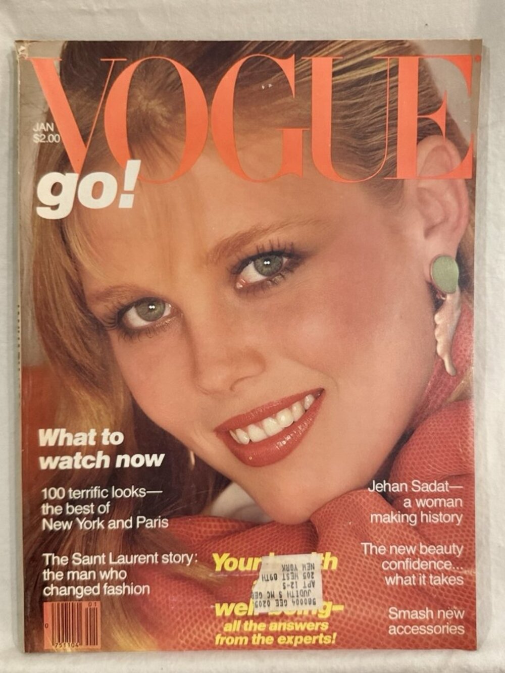 VOGUE - January 1980 - Nancy Donahue Cover, YSL Article, Jehan Sedat Feature.
